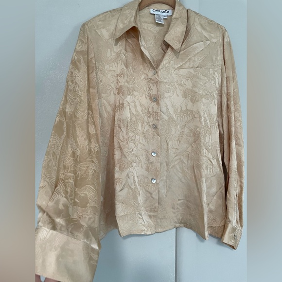 Vintage Como Seta Silk Safari Animal Top - Picture 5 of 9